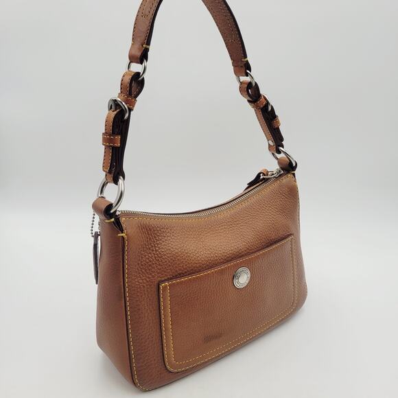 Y2K VINTAGE Coach Chelsea Shoulder Handbag Purse Tan Brown Pebbled Leather - Picture 3 of 16